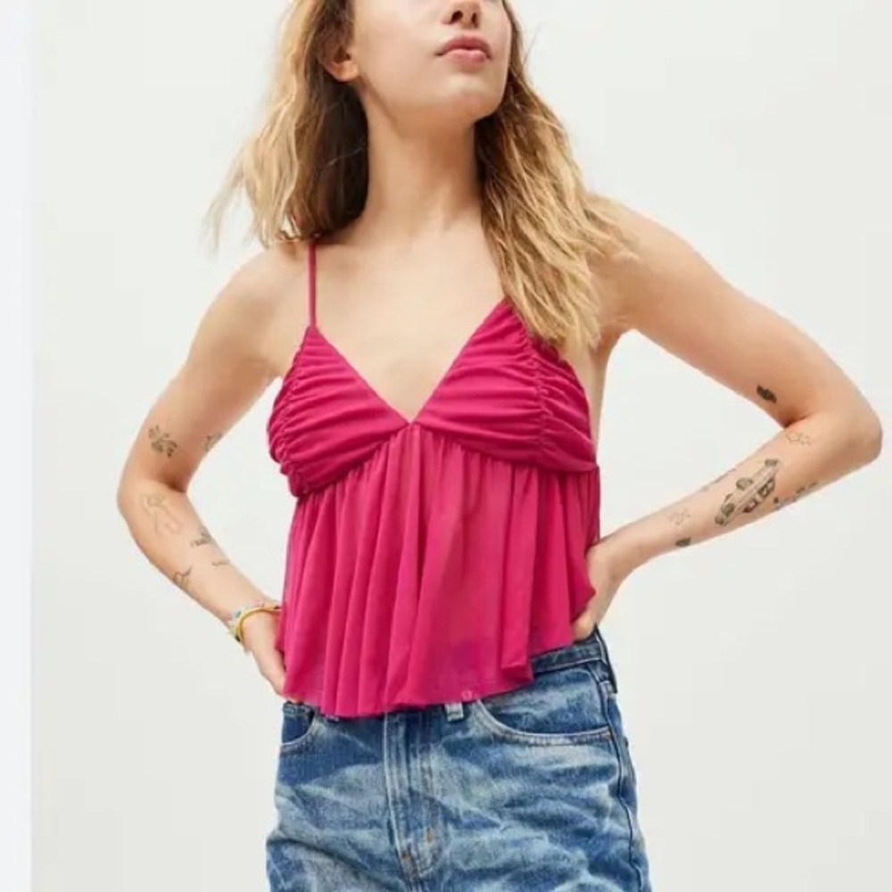 NWT! UO Urban Outfitters Lila Mesh Babydoll Cami Top | size XS